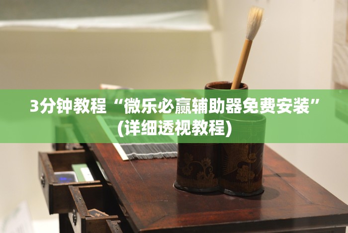 3分钟教程“微乐必赢辅助器免费安装”(详细透视教程)