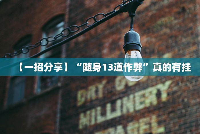 【一招分享】“随身13道作弊”真的有挂