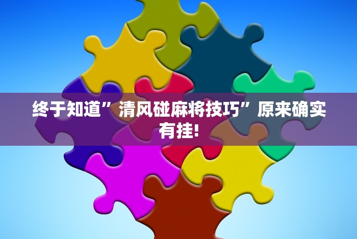 终于知道”清风碰麻将技巧”原来确实有挂! 终于知道”清风碰麻将技巧”原来确实有挂!